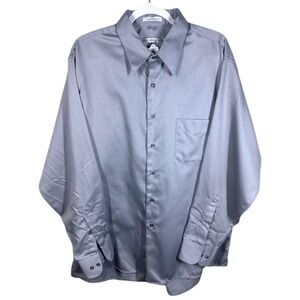 GEOFFREY BEENE Mens XL Sateen Wrinkle Free Button Down Shirt Long Sleeve Gray